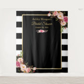 Tenture Fond de mariage floral rayures noir et blanc (Devant)