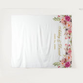 Tenture Fond de mariage floral rose | Accessoire de photob (Devant (Horizontal))