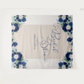 Tenture Fond de mariage floral rose bleu royal pour la fêt (Devant (Horizontal))