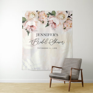 Tenture Fond de mariage floral rose blush pour la fête pré