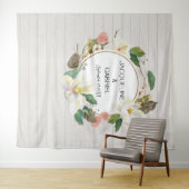 Tenture Fond de mariage floral rose et blanc magnolia rust (En situation (horizontale))