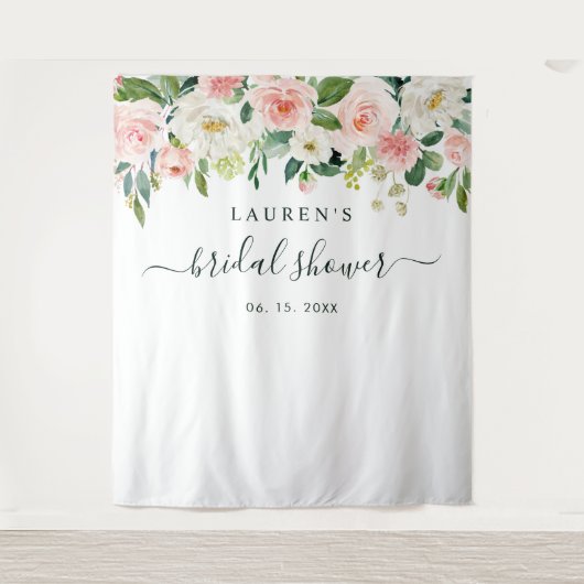 Tenture Fond de mariage floral rose pastel (Devant)