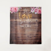 Tenture Fond de mariage floral rustique que l'amour scinti (Devant)