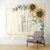 Tenture Fond de mariage floral tournesol eucalyptus (En situation (horizontale))