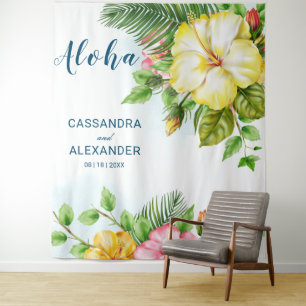 Tenture Fond de mariage floral tropical Hawaïen à l'Hibisc