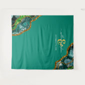 Tenture Fond de mariage géode d'agate verte émeraude et or (Devant (Horizontal))