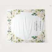 Tenture Fond de mariage géométrique floral blanc verdure (Devant (Horizontal))