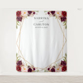 Tenture Fond de mariage géométrique floral rouge de Bourgo (Devant)