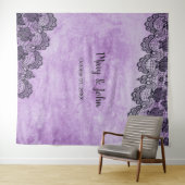 Tenture Fond de mariage gothique violet à dentelle noire (En situation (horizontale))