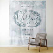 Tenture Fond de mariage hivernal floral rustique (En situation)