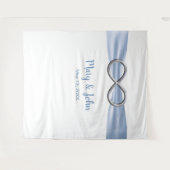 Tenture Fond de mariage Infinity Argent Ruban Bleu (Devant (Horizontal))