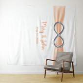Tenture Fond de mariage Infinity argent ruban orange (En situation (horizontale))