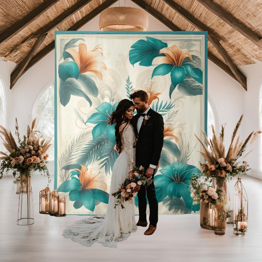 Tenture Fond de mariage iridescent tropical léger