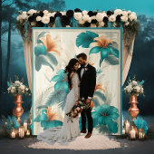Tenture Fond de mariage iridescent tropical léger