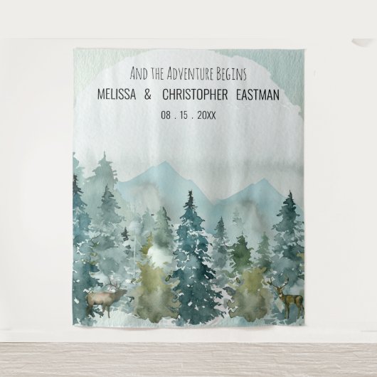 Tenture Fond de mariage merveilleux en forêt Photomaton (Devant)