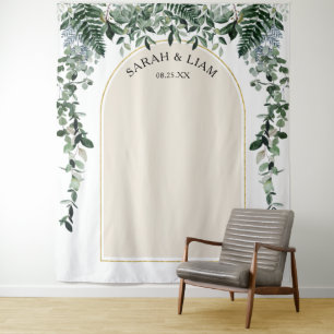 Tenture Fond de mariage moderne arché beige ivoire botaniq