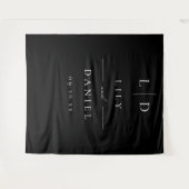 Tenture Fond de mariage moderne monogramme noir et blanc (Devant (Horizontal))