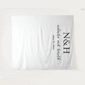 Tenture Fond de mariage noir et blanc à monogramme gras (Devant (Horizontal))