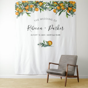 Tenture Fond de mariage orange pour photobooth