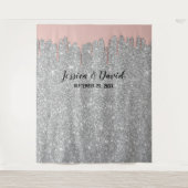 Tenture Fond de mariage pailleté argent rose gold (Devant)