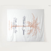 Tenture Fond de mariage palmier or rose bleu marine (Devant (Horizontal))