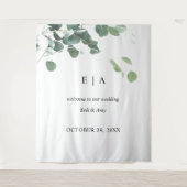Tenture Fond de mariage, panneau de bienvenue eucalyptus (Devant)
