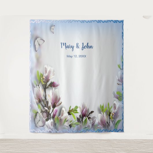 Tenture Fond de mariage papillon floral violet élégant (Devant)