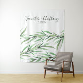 Tenture Fond de mariage personnalisé avec branches à l'aqu (En situation)