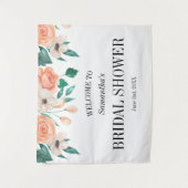 Tenture Fond de mariage personnalisé avec fleurs roses (Devant)