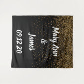 Tenture Fond de mariage personnalisé avec lumières rose or (Devant (Horizontal))