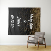 Tenture Fond de mariage personnalisé avec lumières rose or (En situation (horizontale))