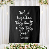 Tenture Fond de mariage personnalisé noir et blanc Ensembl