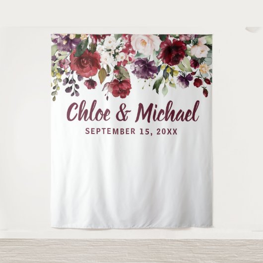 Tenture Fond de mariage pour photomaton rouge de Bourgogne (Devant)