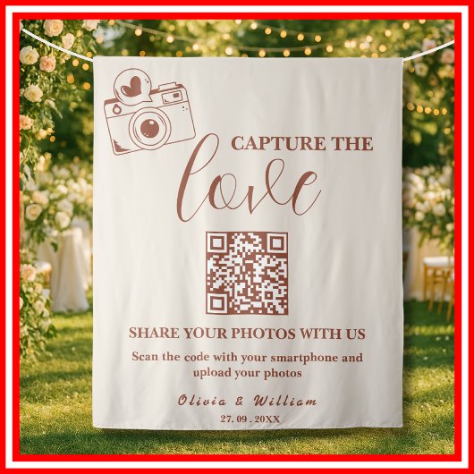 Tenture Fond de mariage QR Capture The Love Orange Brûlée