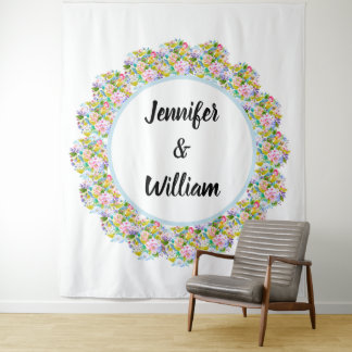 Tenture Fond de mariage romantique floral bleu doux