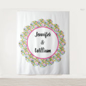 Tenture Fond de mariage romantique floral rose (Devant)