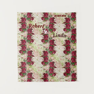 Tenture Fond de mariage Rose bordeaux rustique