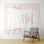 Tenture Fond de mariage rose et bulles de brunch avec arch (En situation (horizontale))