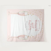 Tenture Fond de mariage rose et bulles de brunch avec arch (Devant (Horizontal))