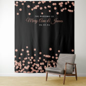 Tenture Fond de mariage rose gold noir paillettes Confetti (En situation)