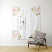 Tenture Fond de mariage rose saumon Pivoine Roses (En situation)