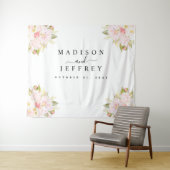 Tenture Fond de mariage rose saumon pour noces (En situation (horizontale))