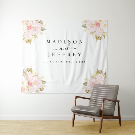 Tenture Fond de mariage rose saumon pour noces (En situation (horizontale))