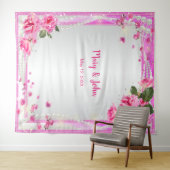 Tenture Fond de mariage Roses roses et Perles (En situation (horizontale))