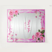 Tenture Fond de mariage Roses roses et Perles (Devant (Horizontal))