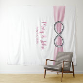 Tenture Fond de mariage ruban rose infini argenté (En situation (horizontale))