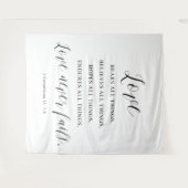 Tenture Fond de mariage rustique « L'amour ne manque jamai (Devant (Horizontal))