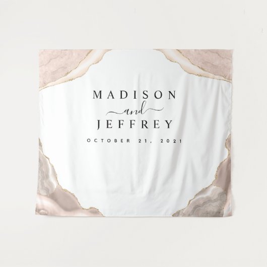 Tenture Fond de mariage scintillant Agate Blush & Or (Devant (Horizontal))