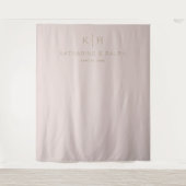 Tenture Fond de mariage simple moderne rose beige monogram (Devant)
