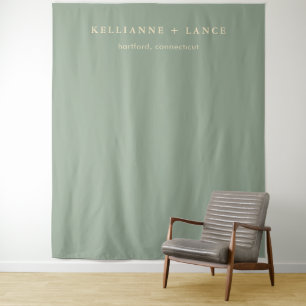 Tenture Fond de mariage simple vert sauge moderne